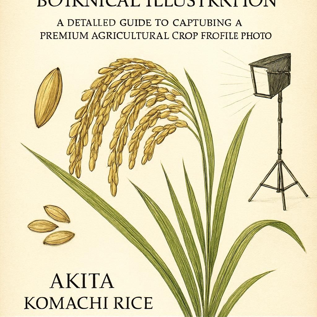 Close-up of Akita Komachi Rice showing lush green leaves and short grain clusters.