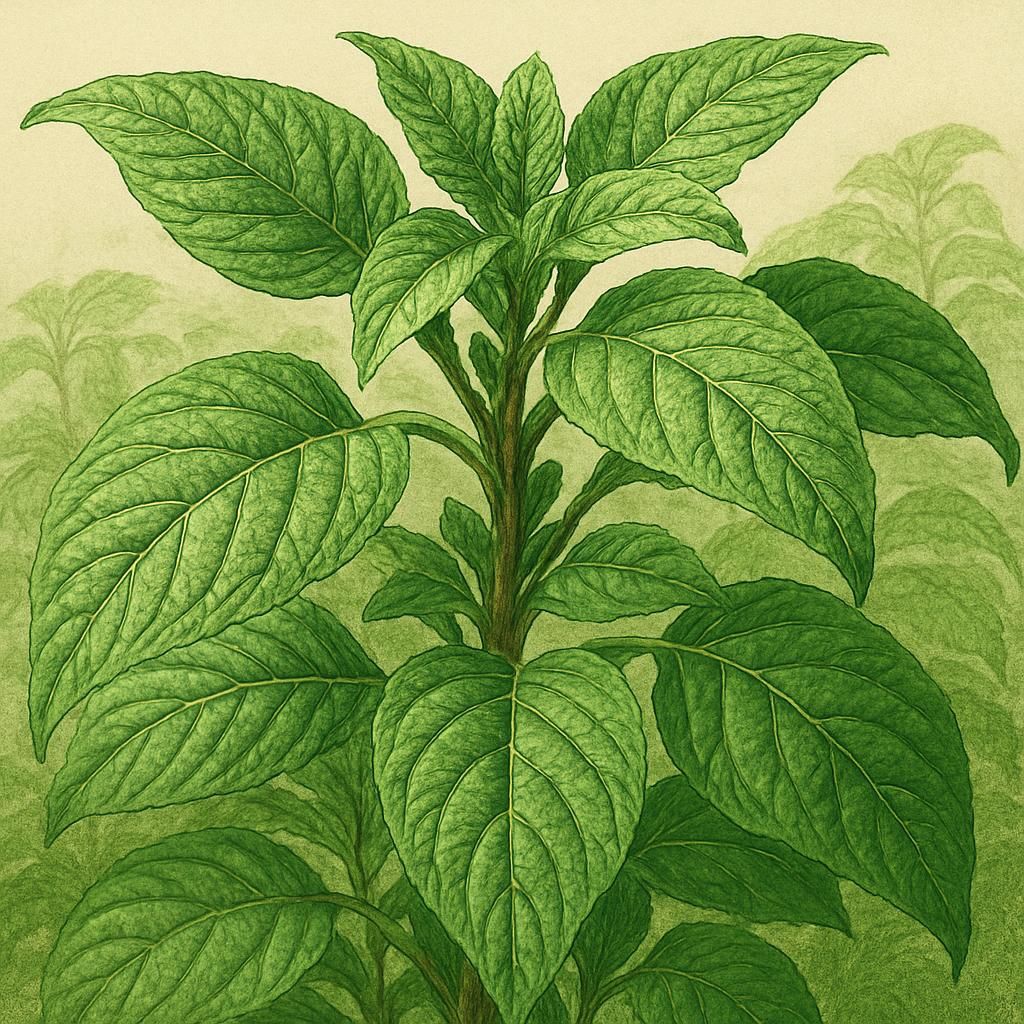 Close-up of vibrant green Amaranth leaves growing in optimal conditions.