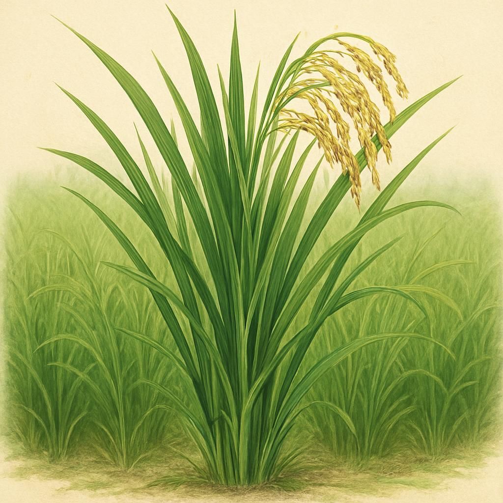 BRRI Dhan 28 rice plant displaying robust growth and healthy foliage.
