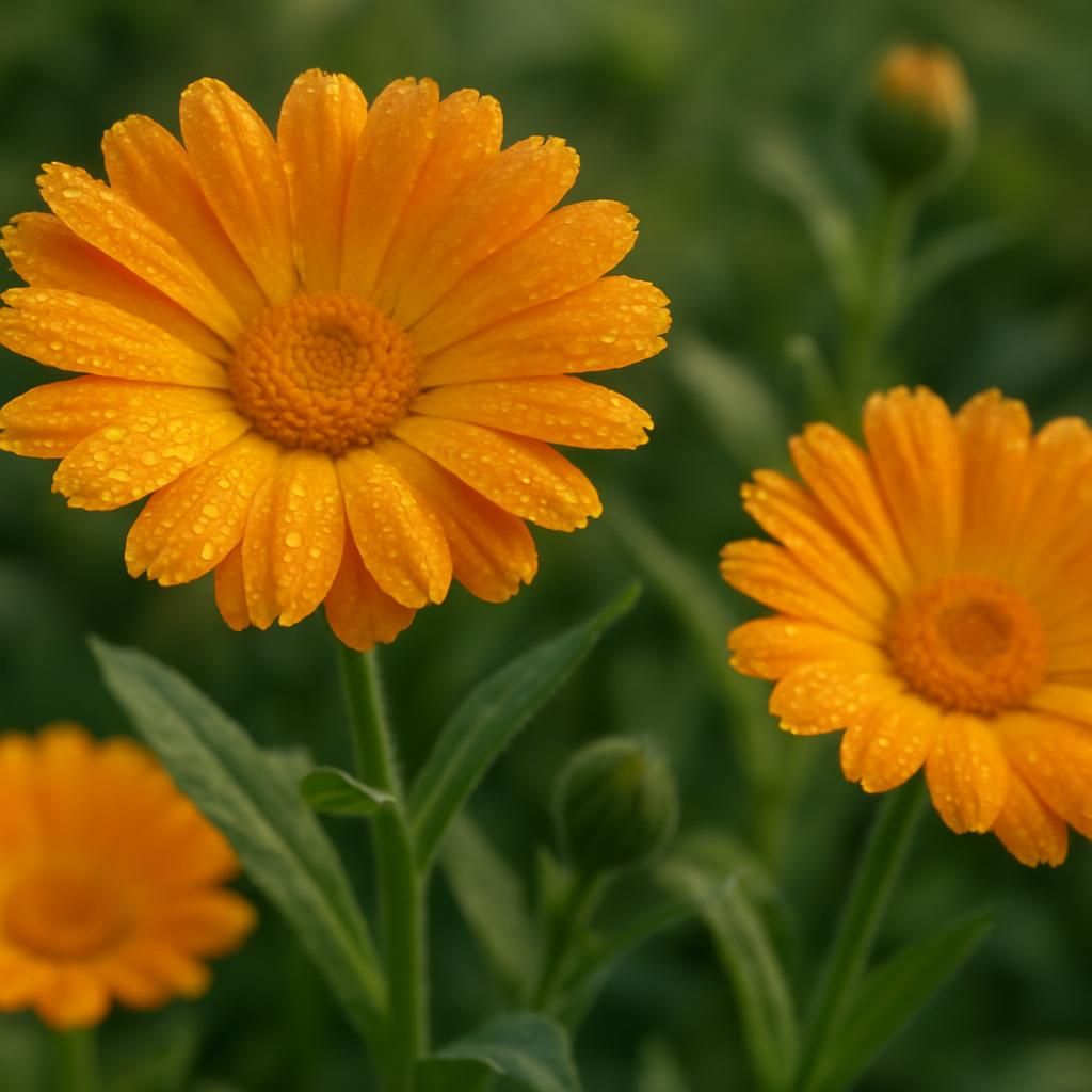 Vibrant orange and yellow Calendula officinalis flowers in bloom for growing guide header image
