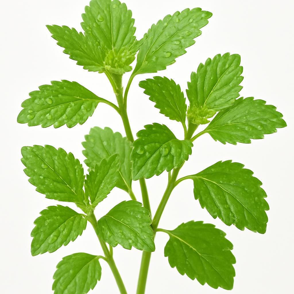 Close-up of fresh canh chua herb stems showing serrated green leaves for Vietnamese cooking