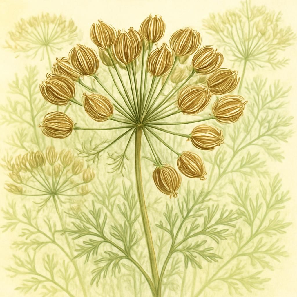 Close-up of caraway seed heads ready for harvest on an organic farm