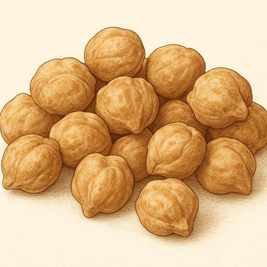 Close-up of Desi chickpeas displaying distinctive dark, rough-textured seeds.