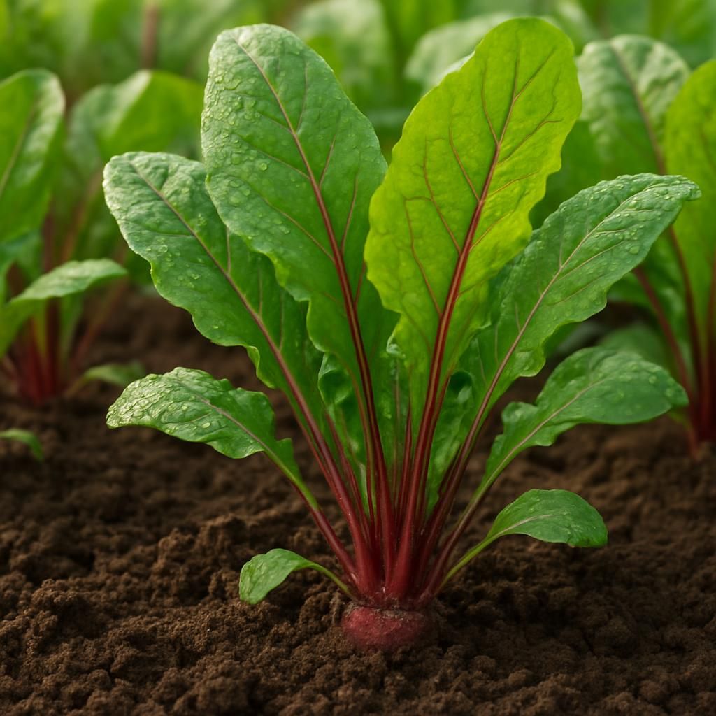 Close-up of fresh chicory plants with green and red leaves growing in fertile soil for growing guide