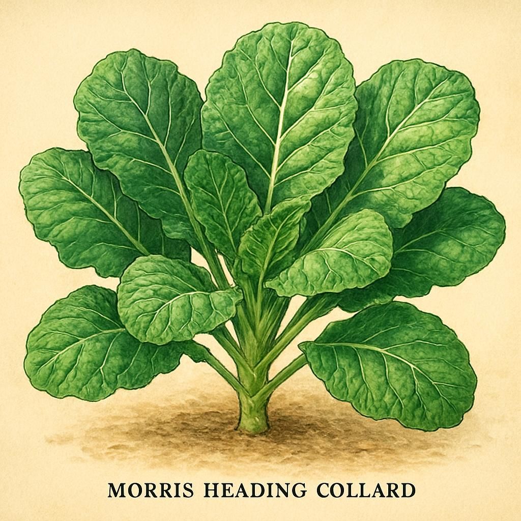 Close-up of Collards (Morris Heading) with large, lush green leaves.