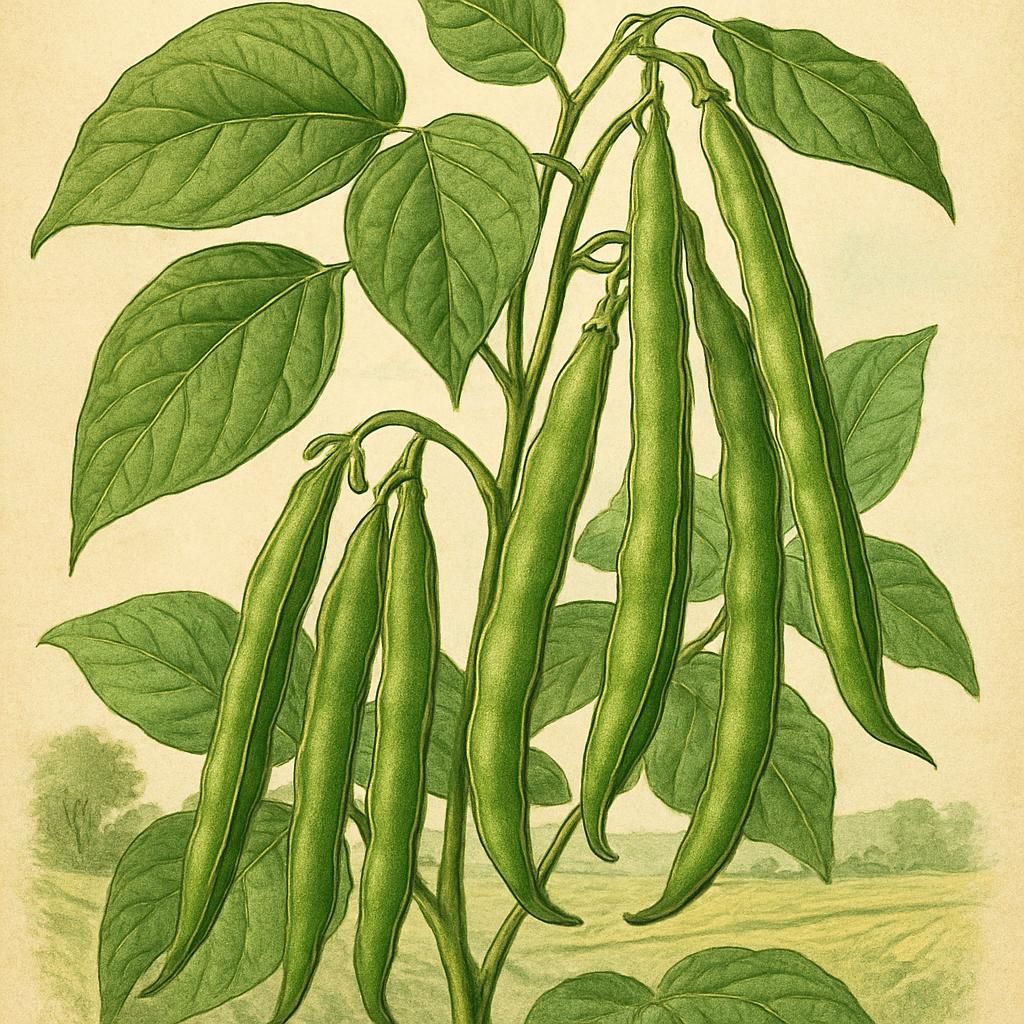 Cowpea (Iron and Clay) pods and foliage in a farm setting.