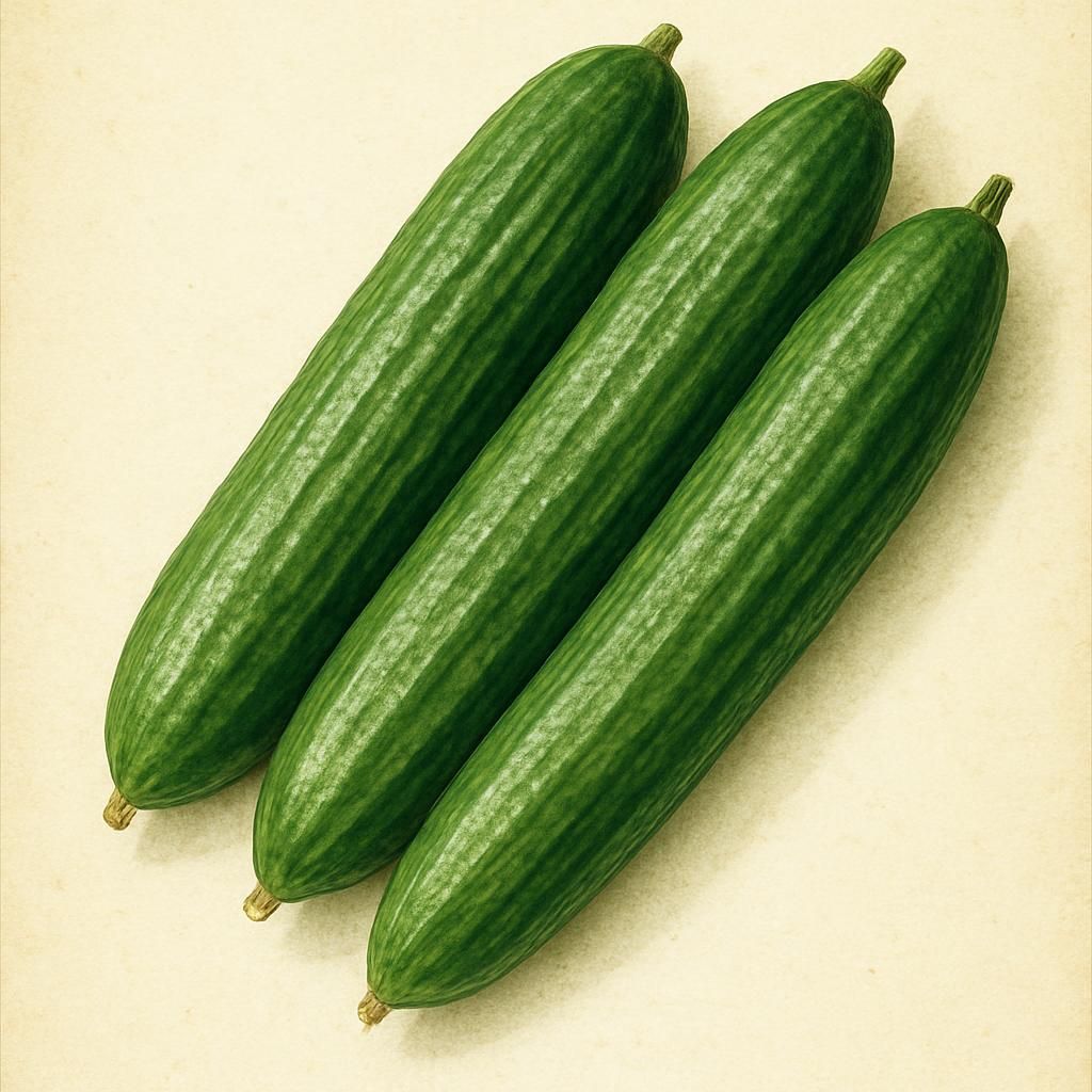 Beit Alpha cucumbers: smooth, green, and ready for harvest in a sunlit garden.