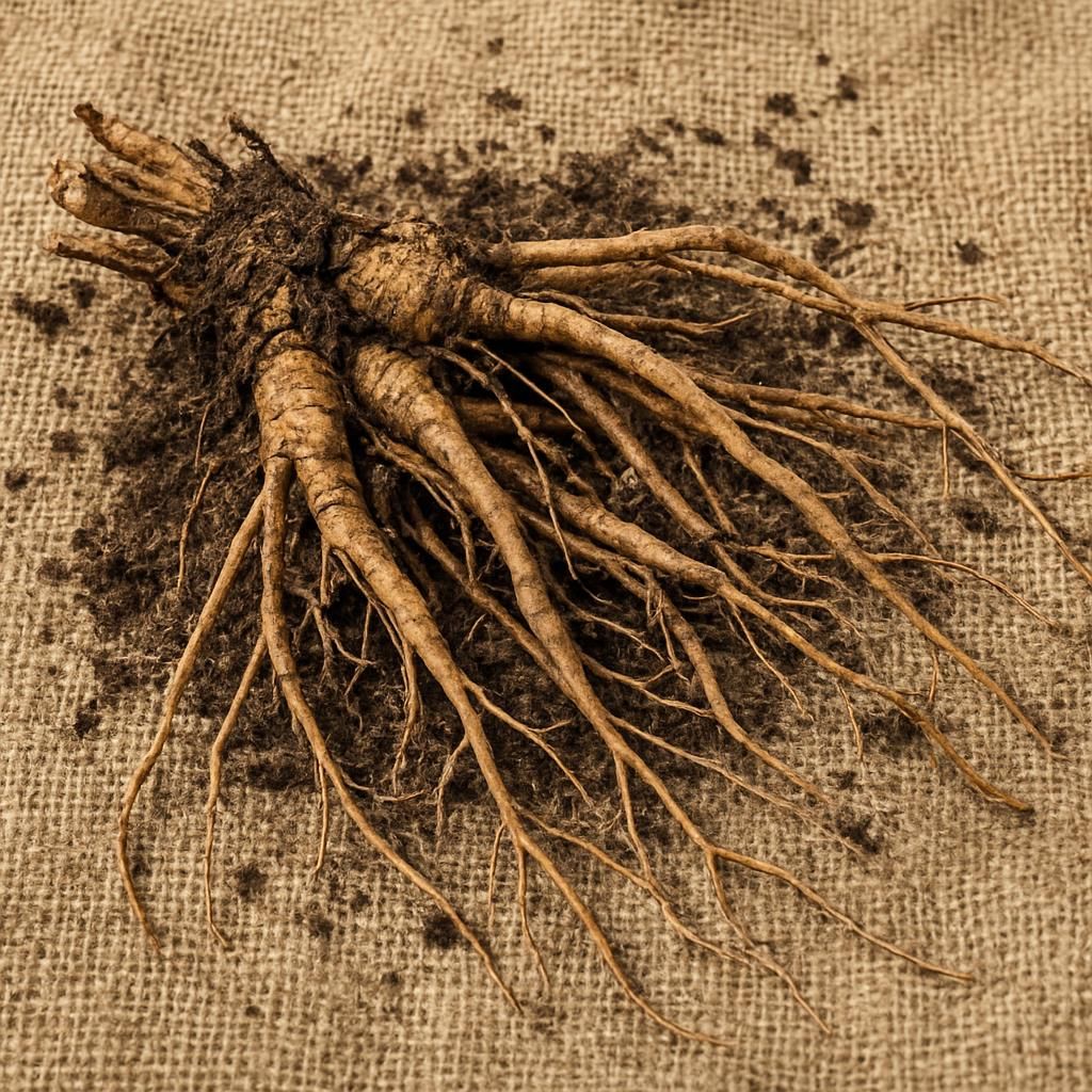 Freshly dug Echinacea purpurea roots ready for medicinal drying and storage