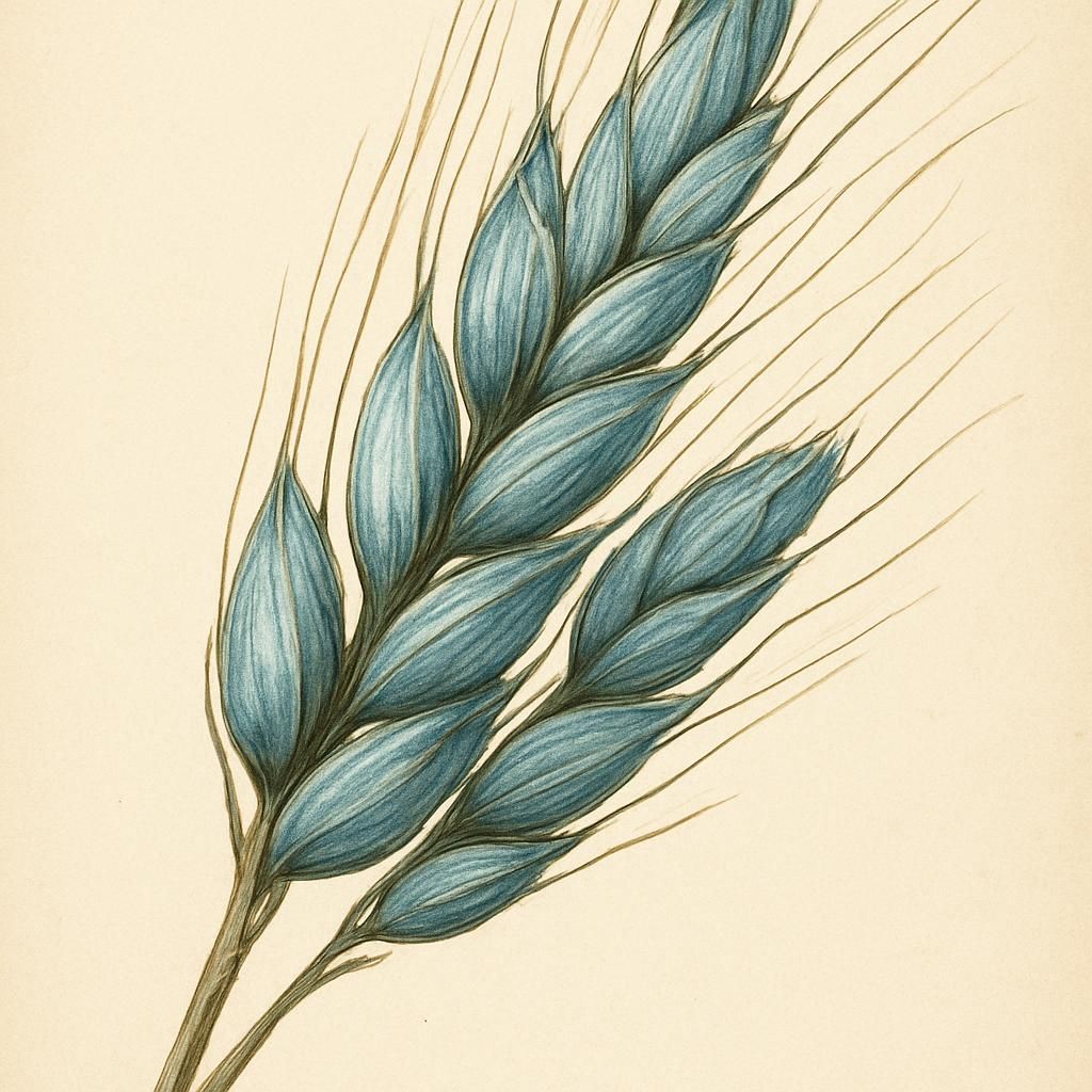Close-up image of Ethiopian Blue Tinge Wheat grains showcasing their distinctive blue hue.