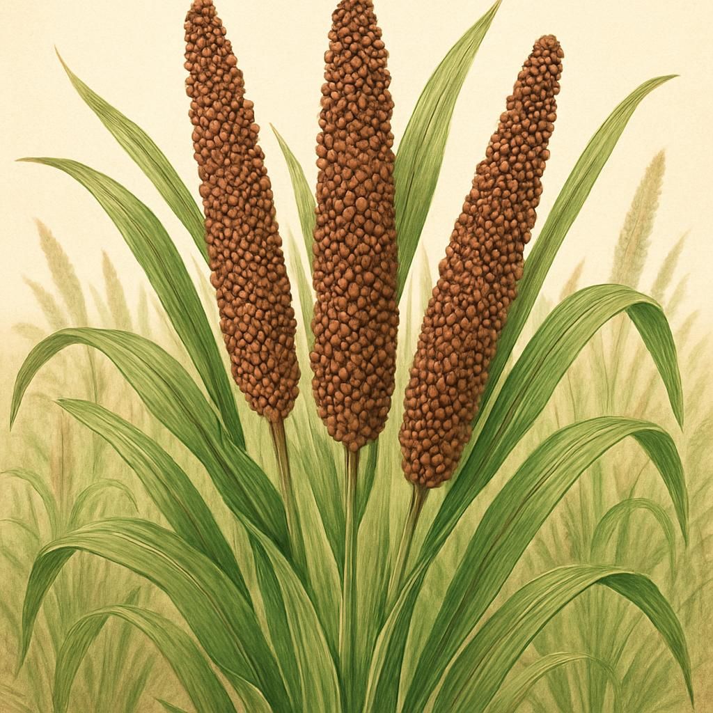 Close-up of Finger Millet Indaf 5 showing its finger-like grain heads in a sunny field.