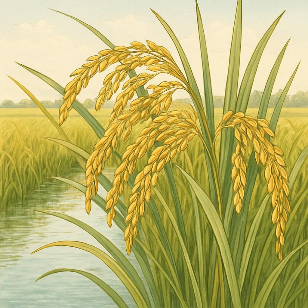 Close-up of floating rice in the Mekong Delta, highlighting its unique adaptation to water levels.