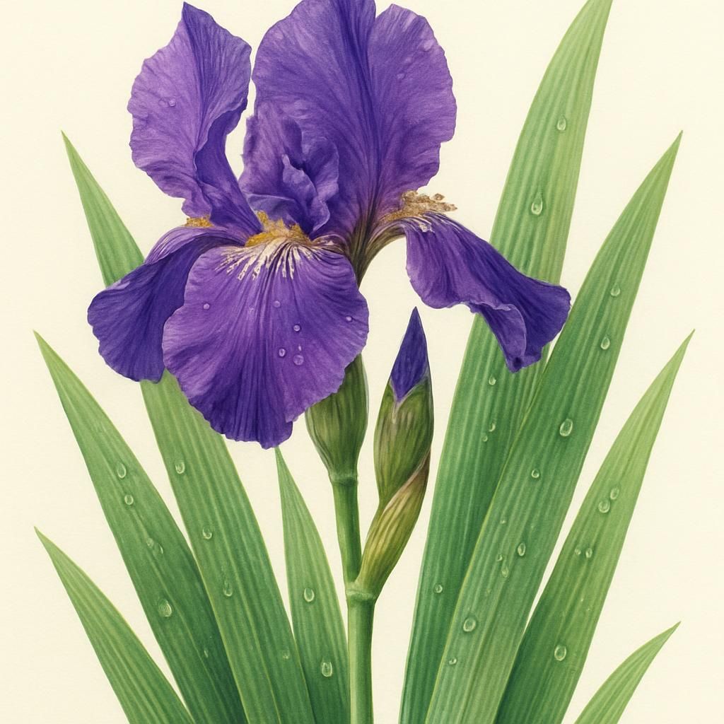 Close-up of blooming purple iris flowers showing detailed petals and healthy green foliage for commercial growing guide