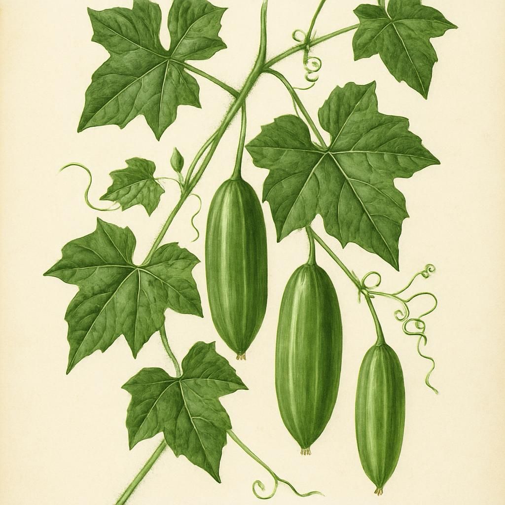 Coccinia grandis plant with green leaves and fresh ivy gourd fruits.