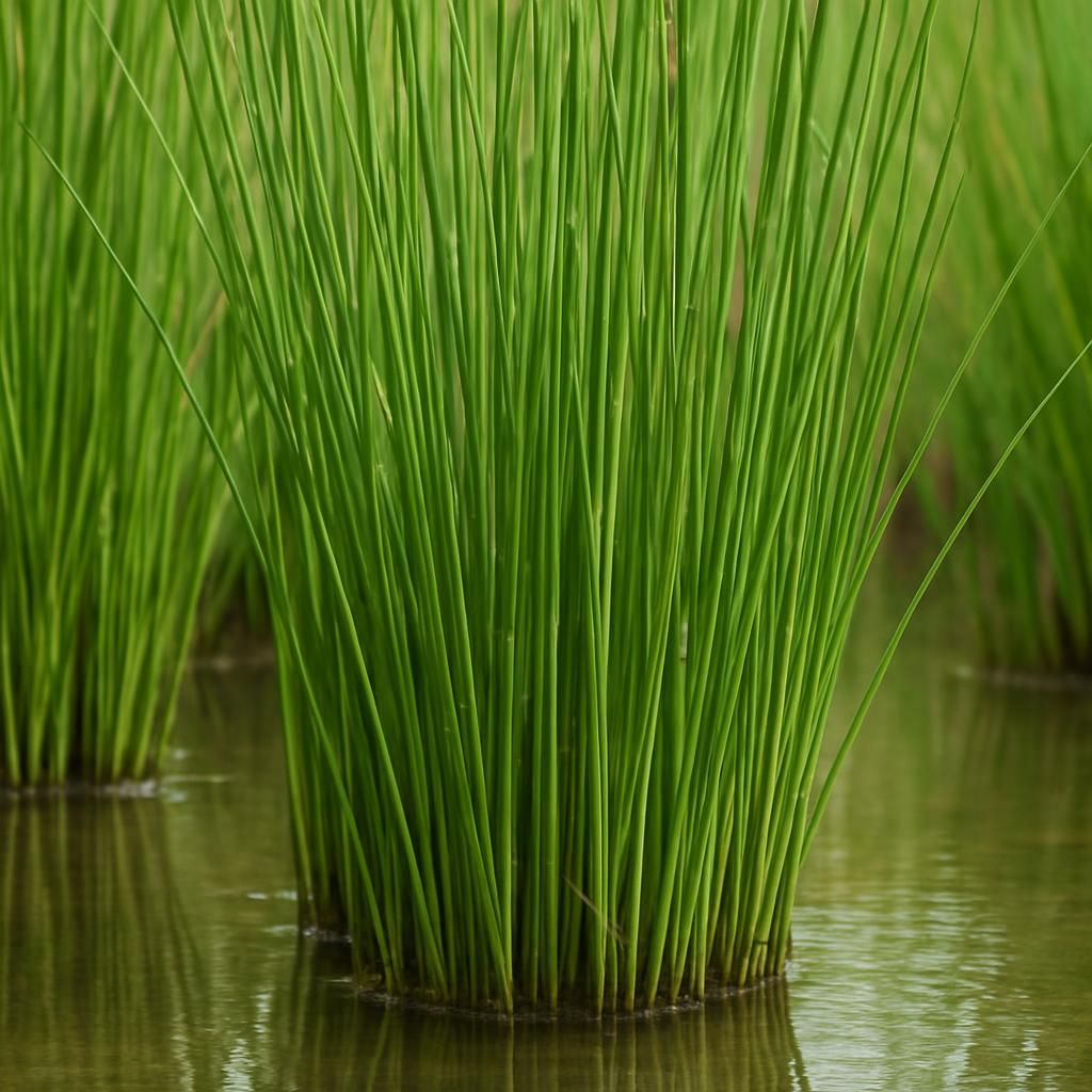Close-up of vibrant Juncus effusus stems in saturated wetland soil for growing guide header image