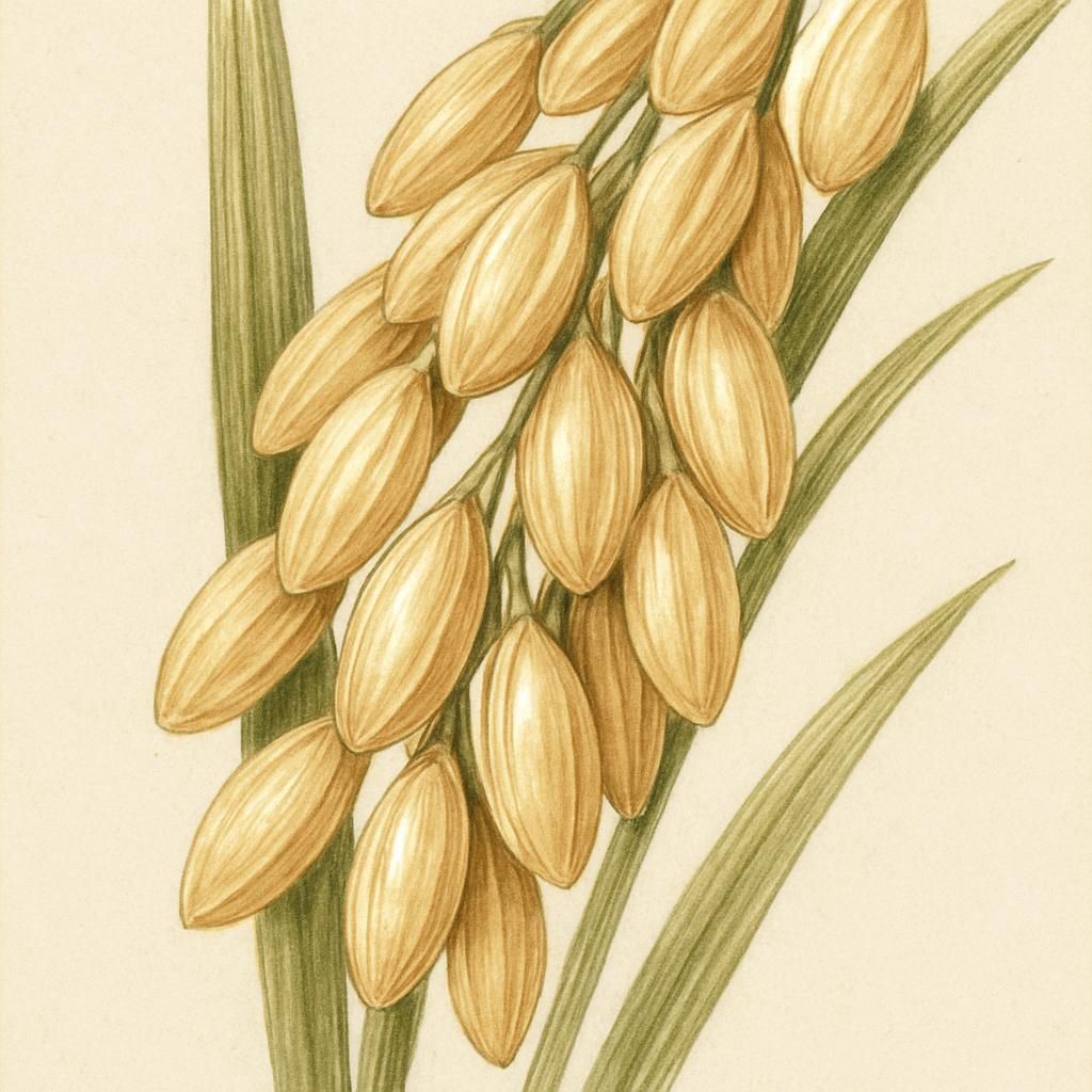 Close-up of Koshihikari rice grains with a glossy finish from Niigata, Japan.