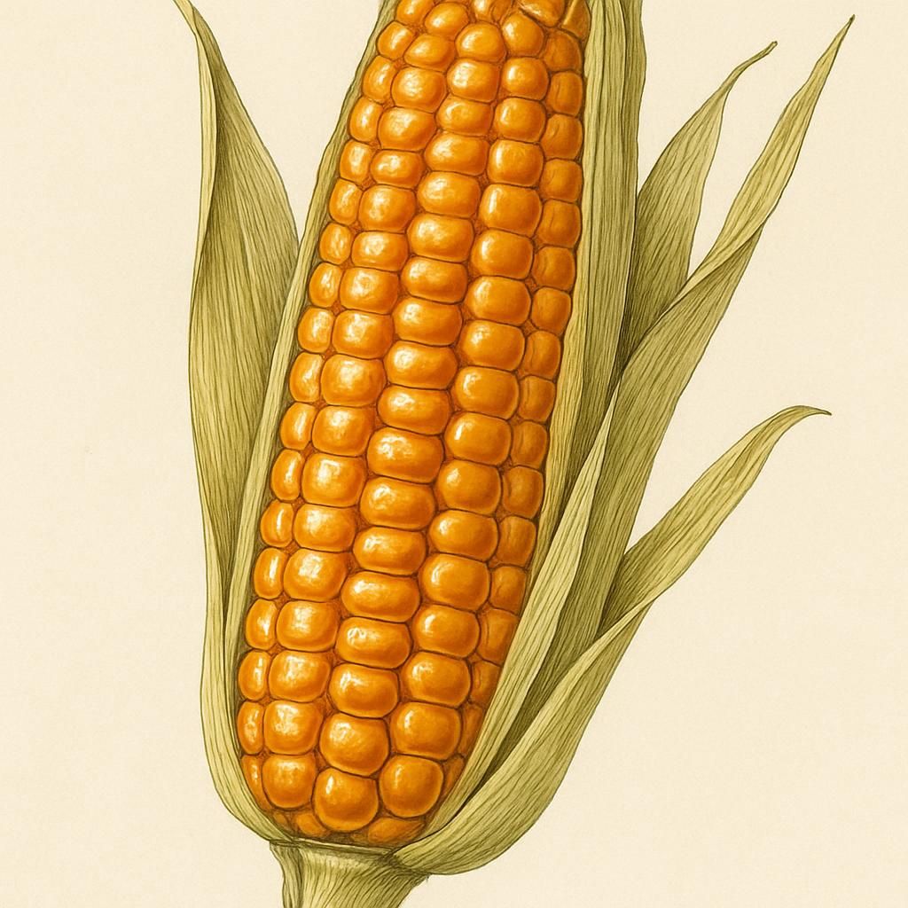 Close-up of Longfellow Flint maize kernels with a glossy texture.