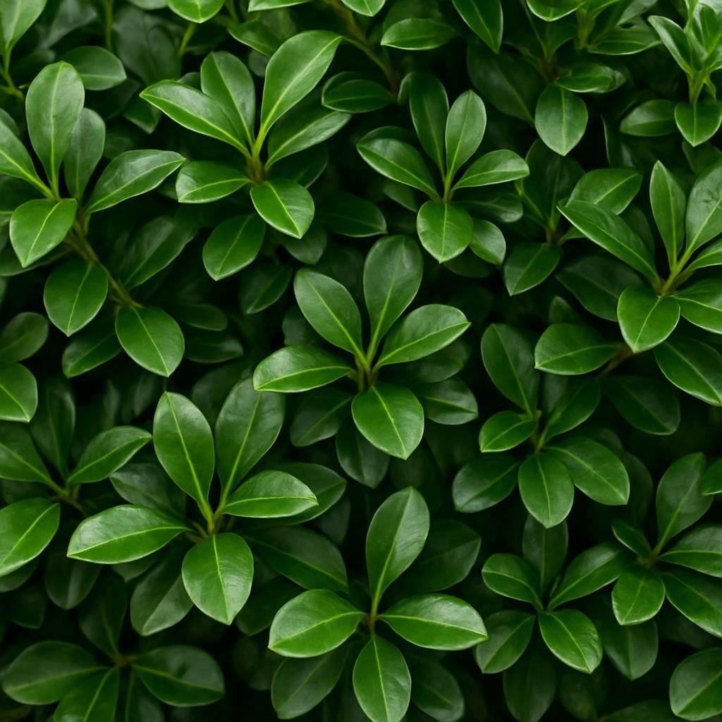 Close-up of lush, dark green privet hedge leaves showing dense growth habit for landscaping guide
