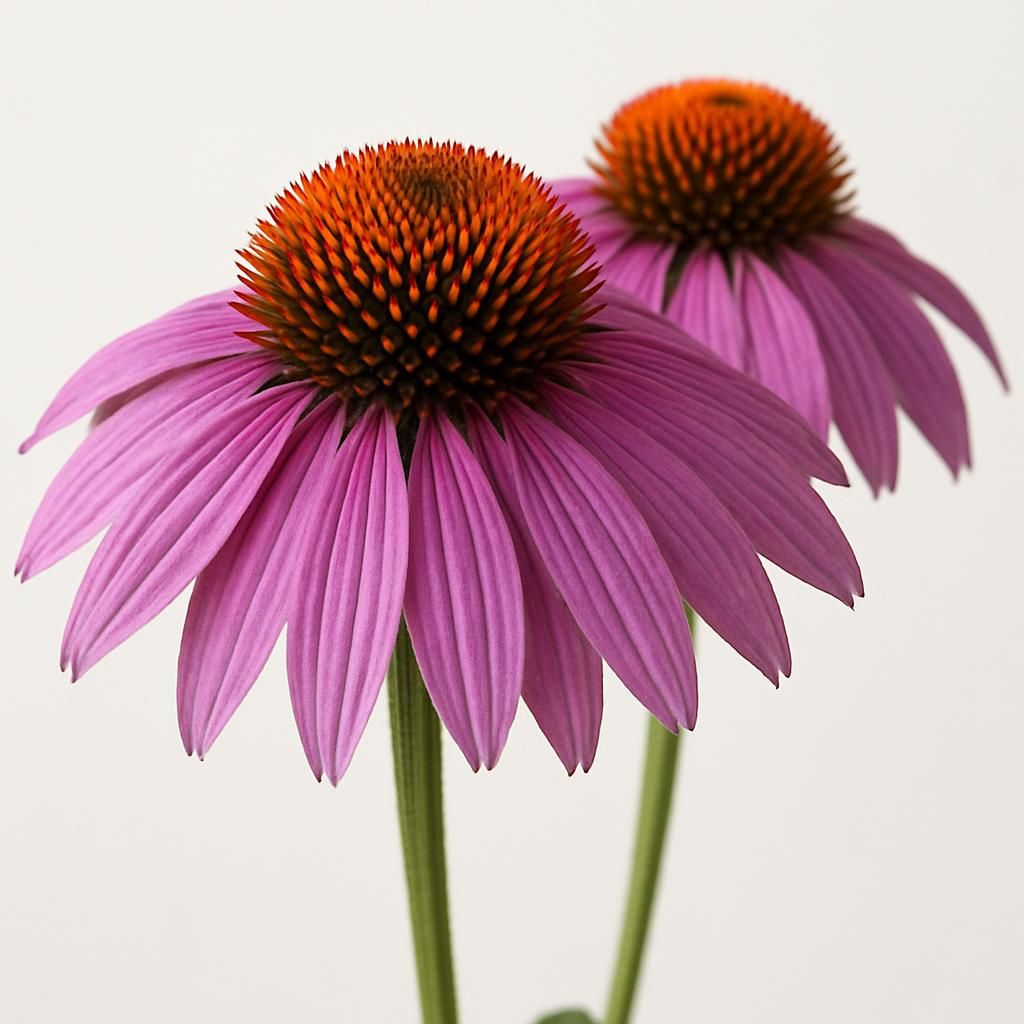 Close-up of blooming Purple Coneflower Echinacea purpurea with purple petals and orange-brown cone