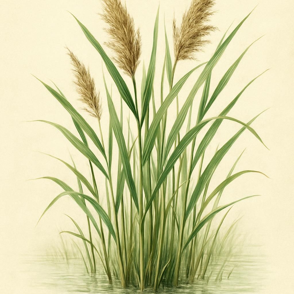 Close-up of tall green reeds in shallow water for professional agricultural growing guide
