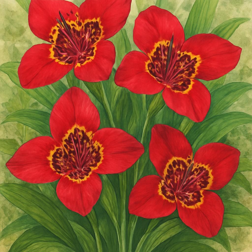 Scarlet Emperor Runner Bean with vibrant red flowers and green leaves.
