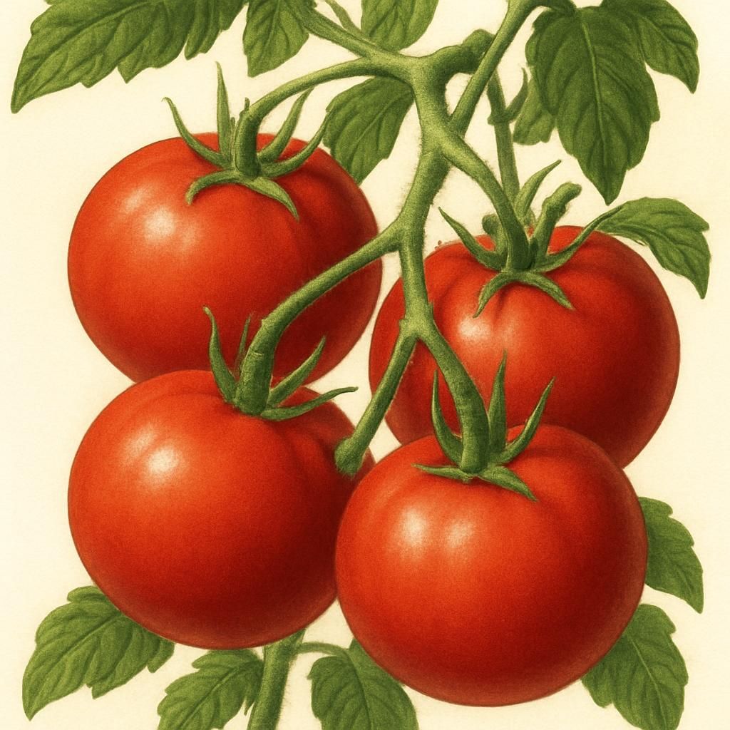 Close-up of ripe Siletz tomatoes growing on determinate vines in a garden setting