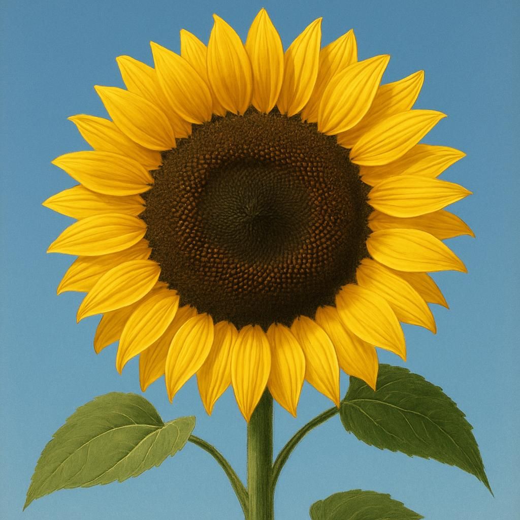 Mature Skyscraper sunflower head showing golden petals and dark seed center ready for harvest
