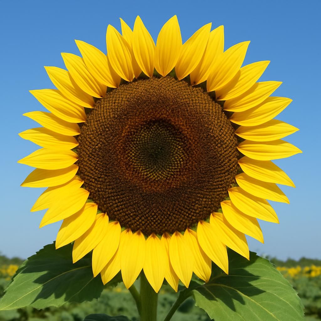Close-up of giant Titan sunflower head showing yellow petals and dark central disk ready for seed harvest