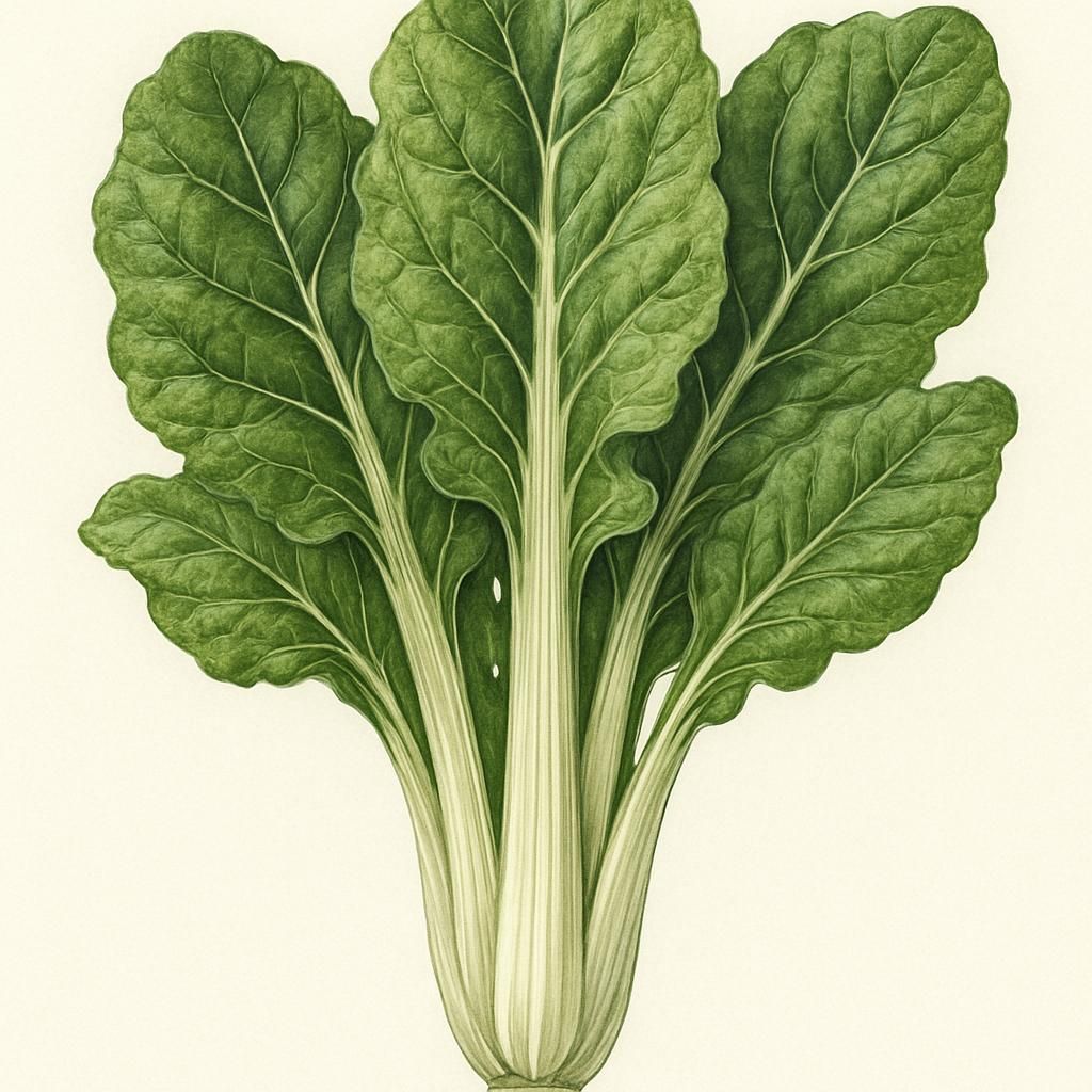 Close-up of Swiss Chard (Barese) with vibrant green leaves and white, crisp stems.