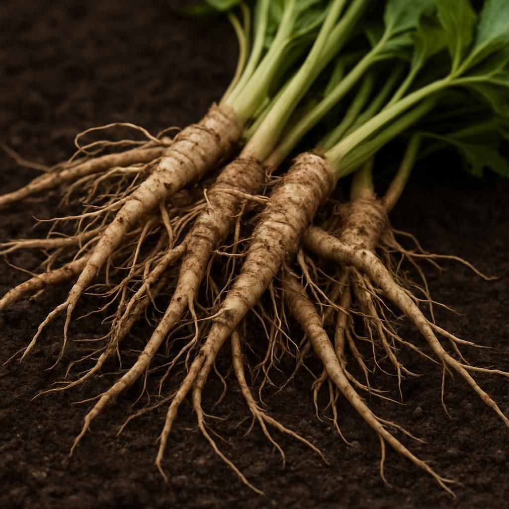 Freshly harvested Valerian Root rhizomes and roots ready for drying and medicinal use