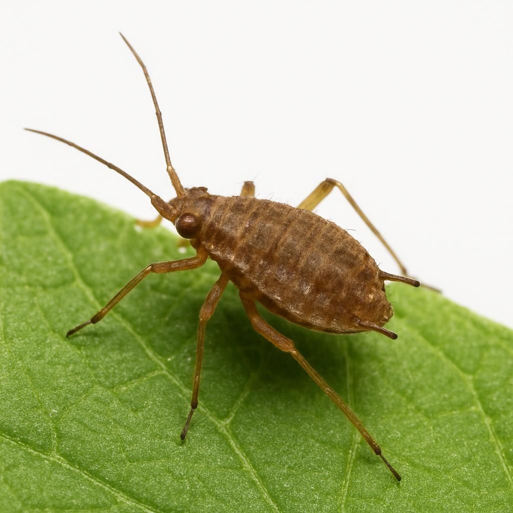 Close-up of agricultural pest insect on leaf for diagnostic guide